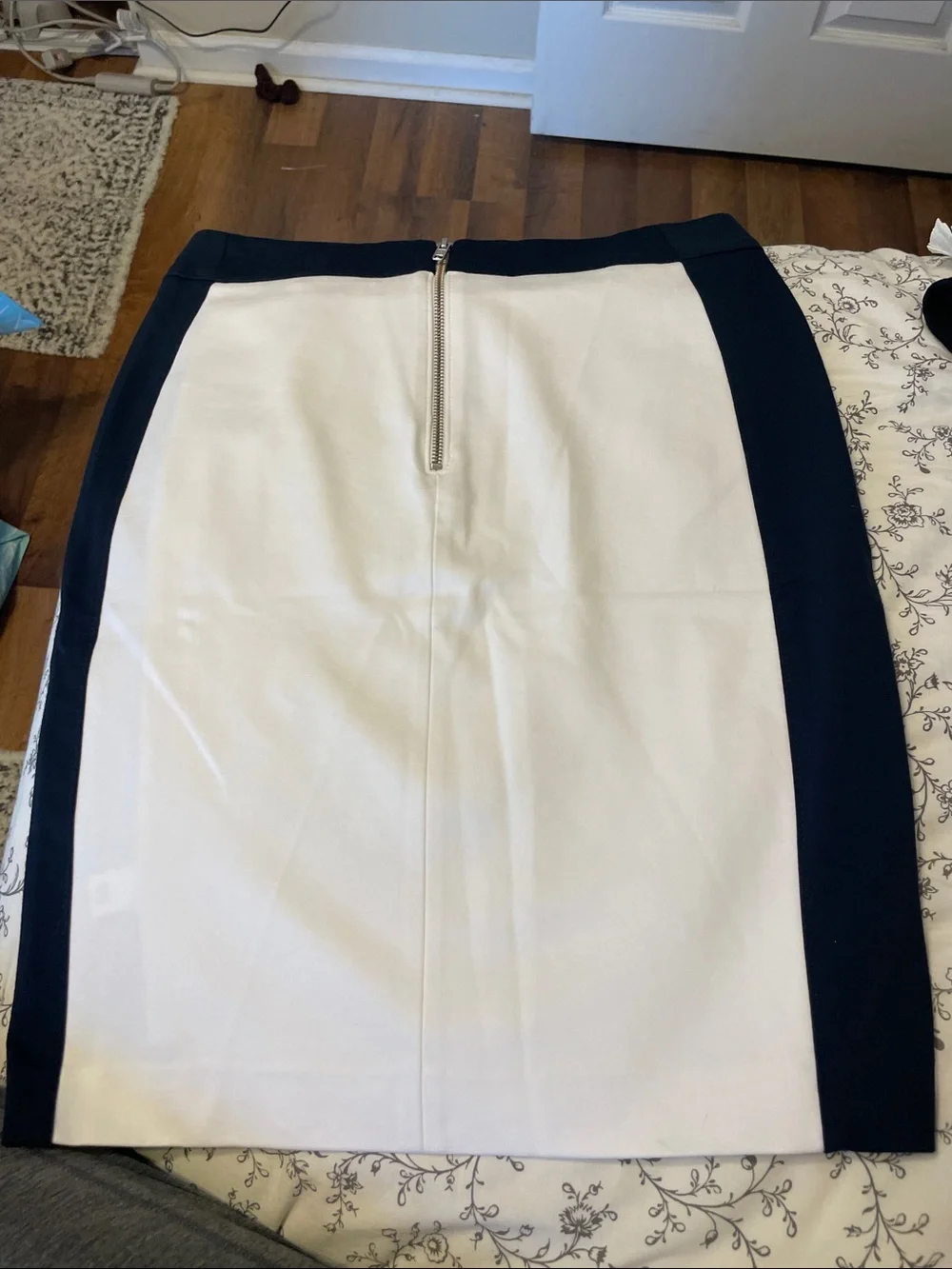 Women’s Two-Tone Cream and Black Pencil Skirt